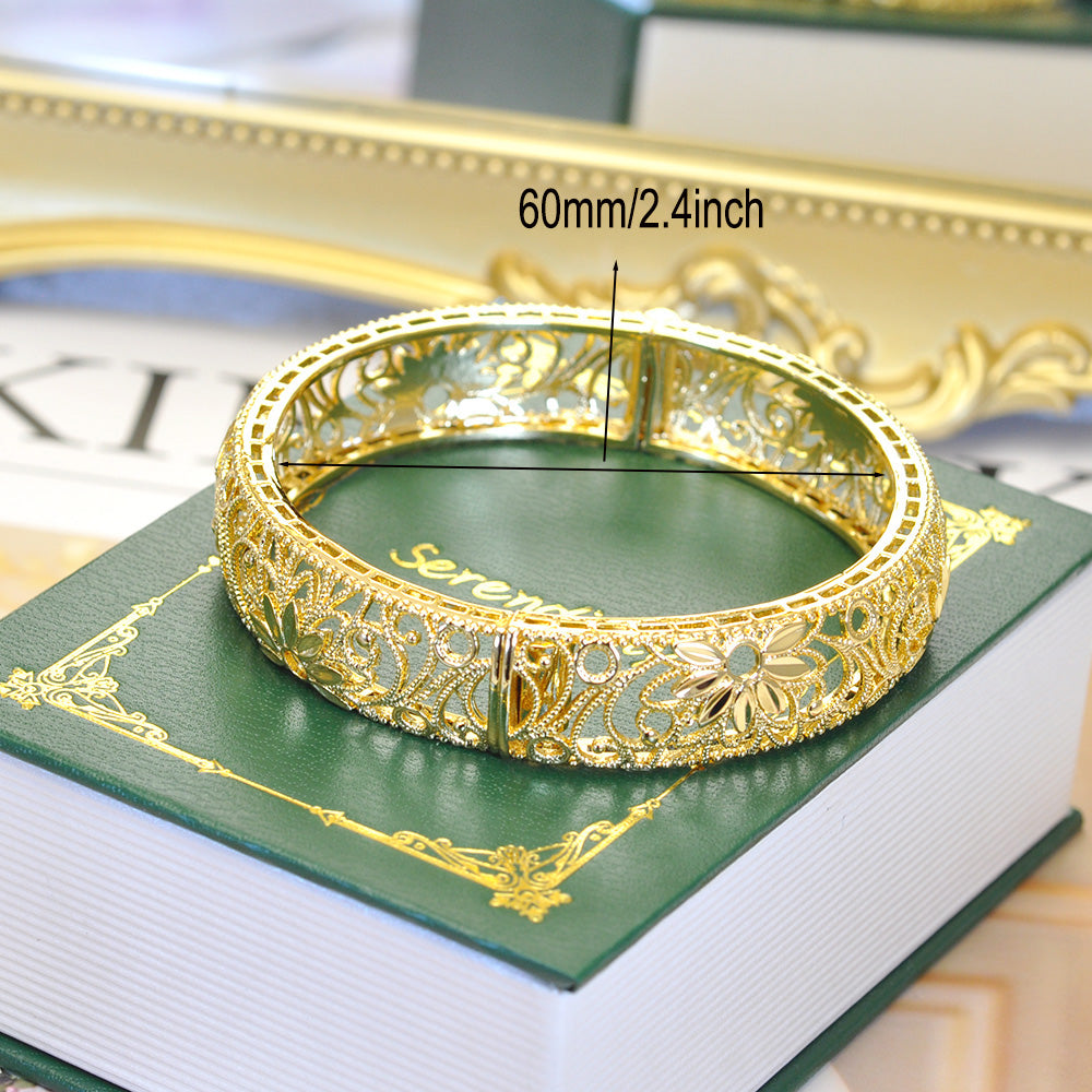 24K Gold Plated Leaf Openable Bangle