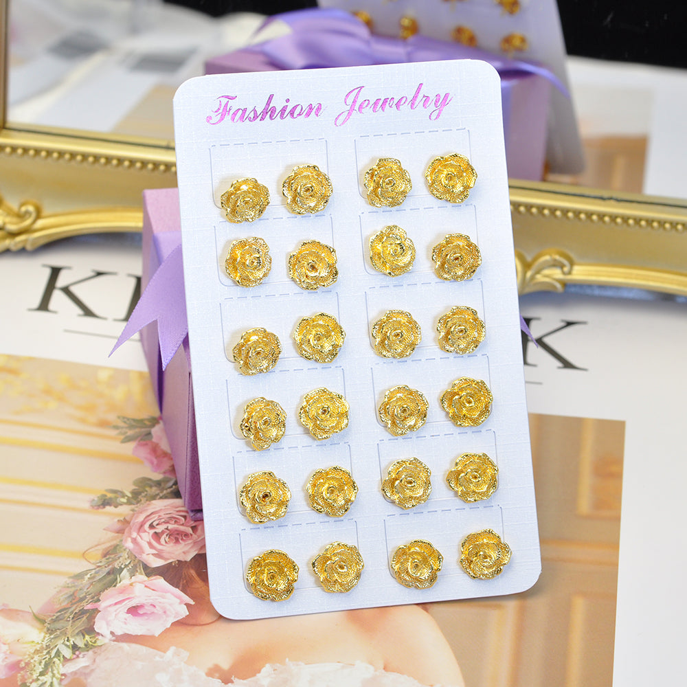 Fashional 24K Gold-Plated Rose Stud Earrings Stud Earrings Wholesale 24KER003
