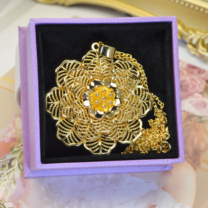 50cm 3-Layer 24K Gold-Plated Floral Pendant Necklace 24KP001