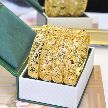 24K Gold Plated Leaf Openable Bangle