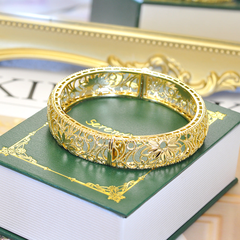 24K Gold Plated Leaf Openable Bangle