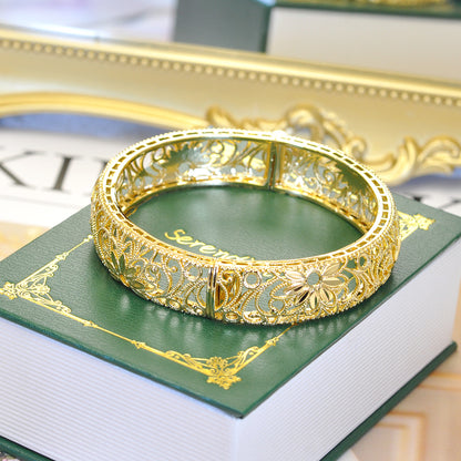 24K Gold Plated Leaf Openable Bangle