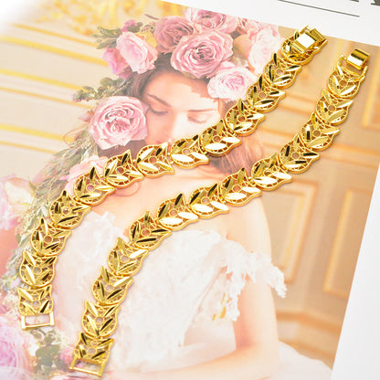 Flower Bracelet 24k Gold Plated 7.4inch Women Jewelry 24KBR001