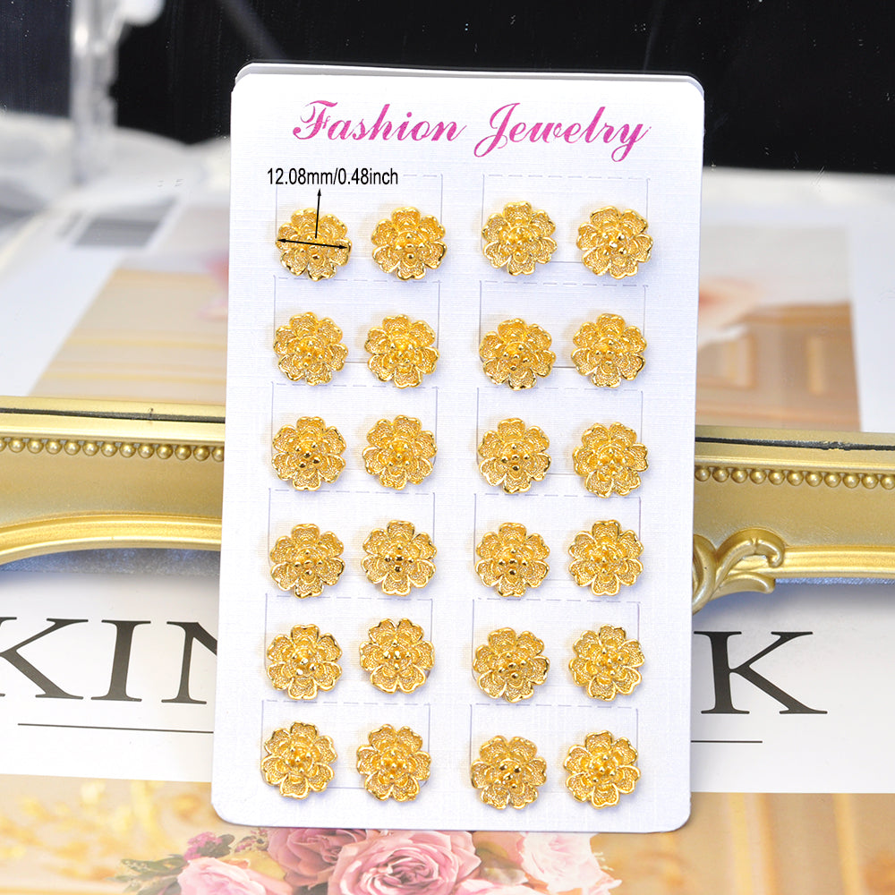 24K Gold-Plated Floral Stud Earrings 24KER001
