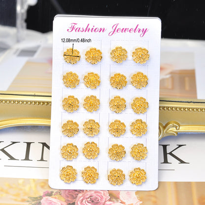24K Gold-Plated Floral Stud Earrings 24KER001