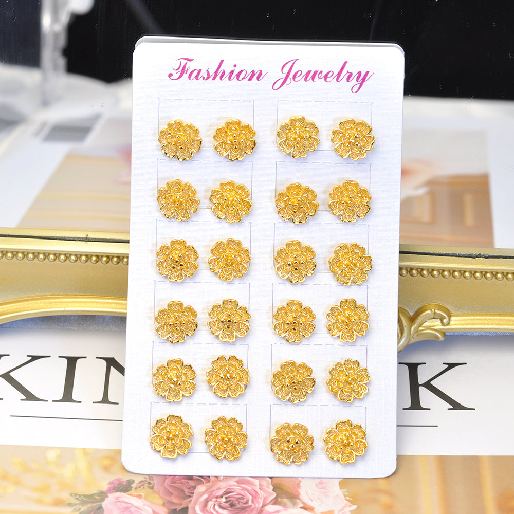 24K Gold-Plated Floral Stud Earrings 24KER001