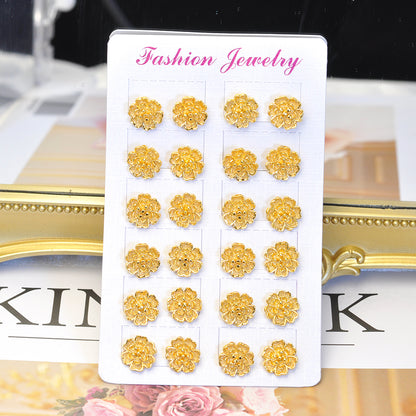 24K Gold-Plated Floral Stud Earrings 24KER001