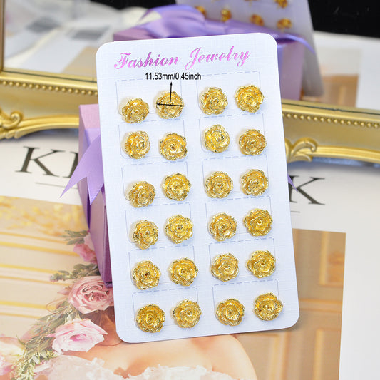 Fashional 24K Gold-Plated Rose Stud Earrings Stud Earrings Wholesale 24KER003