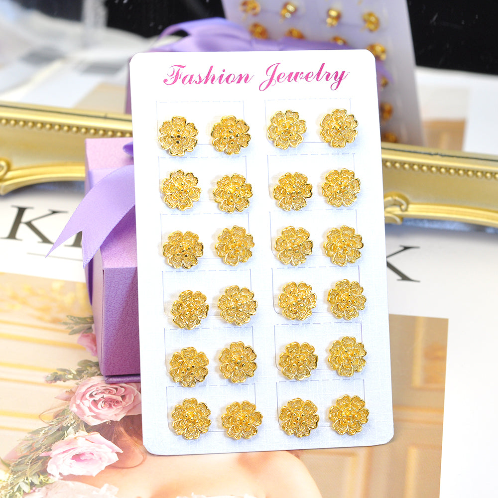 24K Gold-Plated Floral Stud Earrings 24KER001