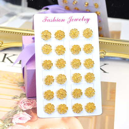24K Gold-Plated Floral Stud Earrings 24KER001