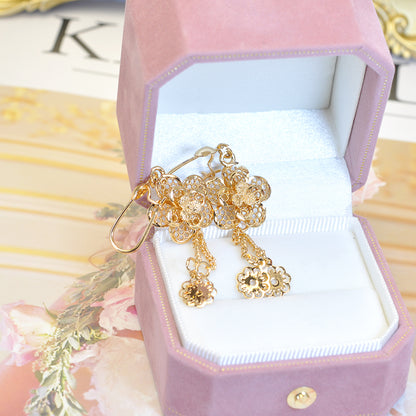 Champagne-Toned Plated Hollow Floral Dangle Earring ER001